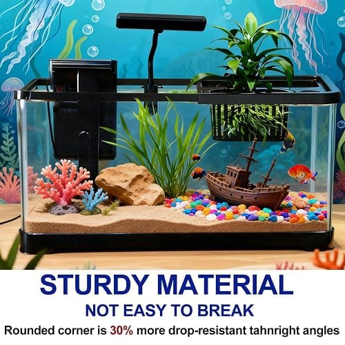 5 Gallon Fish Tank, Aquarium Plastic Starter Kit with Filter, Small Net and LED Light, Fish Tank for Betta, Plastic Nano Aquarium with Lid(18.5 * 7.87 * 8.07 inch/Black) (5 Gallon Fish Tank) thumbnail 5