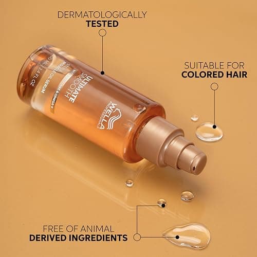 Wella Professionals ULTIMATE SMOOTH Miracle Oil Serum for Dry, Dull & Frizzy Hair | Nourishes, Smooths & Adds a Silky Shine | With Squalane & Omega 9 | Heat Protectant | Color Safe thumbnail 9