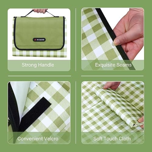 Outdoor Picnic Blanket 80"X80" Picnic Mat Extra Large Camping Blanket Beach Blanket Foldable Waterproof Sand Mat Hiking Travel Family Concerts(Green) thumbnail 5