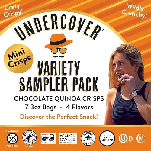 Undercover Snacks Chocolate Quinoa Crisps - Variety Sampler Pack | 7-Pack, 3oz Bags of Mini Crisps | Gluten Free, Nut-Free, Allergen Friendly, Kosher thumbnail 2