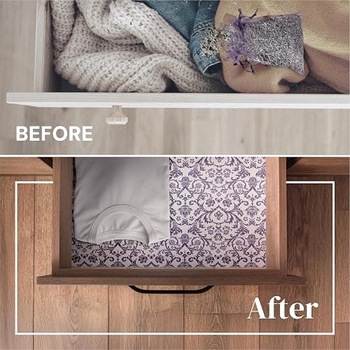 Elodie Essentials 6 Scented Drawer Liners for Closet Shelves - 14" x 19.5", English Lavender - Non Adhesive Shelf Paper, Lavender Scented Drawer Liners for Bedroom Dresser, Home Gift thumbnail 6