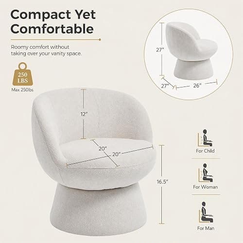  White Swivel Vanity Chair  thumbnail 2