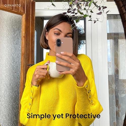 ORNARTO Compatible with iPhone 16 Plus Case 6.7, Slim Liquid Silicone 3 Layers Full Covered Soft Gel Rubber Phone Case Protective Cover 6.7 Inch, Light Brown thumbnail 6