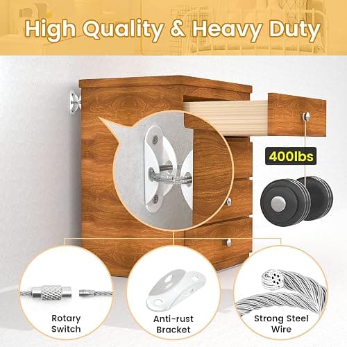 Booda Brand Furniture Anchors (10 Pack) for Baby Proofing, Furniture Straps Anti Tip Furniture Anchor Securing 400 lbs/Keep Baby Pet Safety from Falling Furniture, Metal White Earthquake Straps thumbnail 4