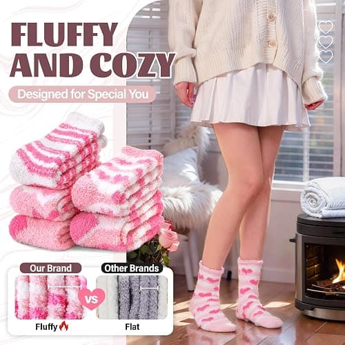 Anlisim Fuzzy Socks for Women, Soft Comfy Cozy Fluffy Thick Winter Warm Fleece Slipper Socks thumbnail 3