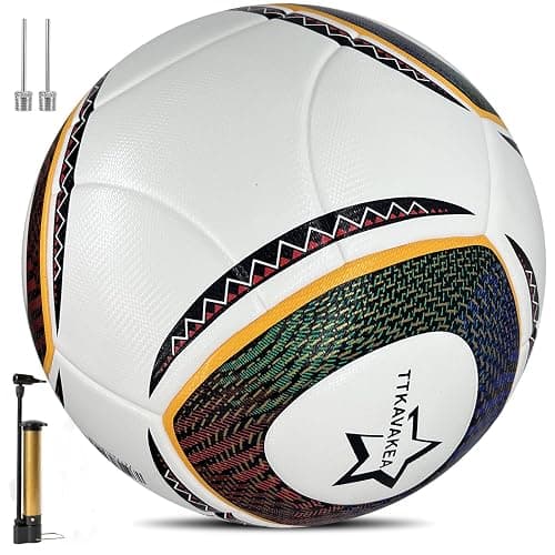 TTKAVAKEA Size 5 Soccer Ball,Waterproof PU Leather,with Pump & Needles | soccer balls training,Waterproof PU Leather,With Pump & Needles,Stylish and dynamic look - Image 1