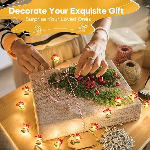Coquimbo Mushroom Lights Room Cottagecore Decor: Christmas Stocking Stuffers Gifts for Teen Girls Boys, 10FT 30LED Fairy Lights Battery Operated Cute Mushroom Lamp Decorations for Bedroom Dorm Wedding thumbnail 2