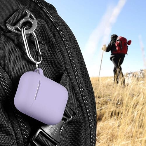 R-fun Compatible with AirPods Case Cover, Soft Silicone Protective Cover with Keychain for Women Men Compatible with Apple AirPods 2nd 1st Generation Charging Case, Front LED Visible,Pink Purple thumbnail 7