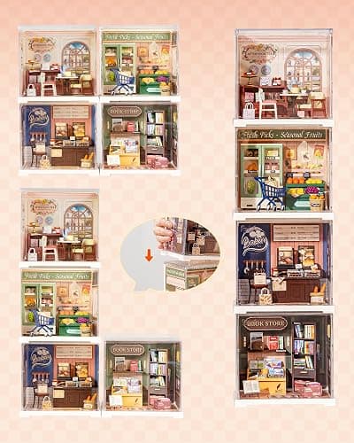 Rolife Super Creator Mini Series Tea-Break, DIY Plastic Miniature Kits Retail Store Series, Mini Model House Building Set for Teens Aged 14+, DIY Crafts/Hobbies for Adults (Honey Tea Lounge) thumbnail 9