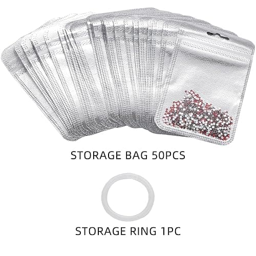 BEIQIYA 50pcs Self Sealing Bag for Diamond Beads, Reusable Diamond Art Beads Storage Bags with A Round Hanging Ring, Resealable Plastic Jewelry Pouch for Storing Gems Small Accessories- Silver thumbnail 3