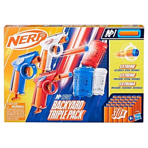 Nerf N Series Backyard Triple Pack, Includes 3 Flex Blasters, 3 Targets, 30 N1 Darts, Christimas Stocking Stuffer Gifts, Ages 8+ (Amazon Exclusive) thumbnail 4