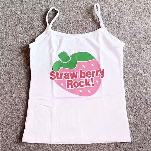 Y2K Cutecore Tank Top Tee Shirt Women Kawaii Coquette Cute Spaghetti Strap Cami Grunge Clothes thumbnail 2
