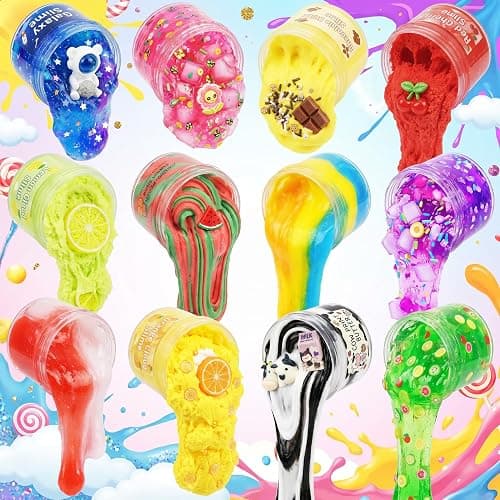Galaxy Cloud Butter Crunchy Clear Slime Kit 12 Pack, Super Soft Non-Sticky Stress Relief Toy for Kids, DIY Party Favors Goodie Bag Stuffers, Total 29OZ/720ML thumbnail 4