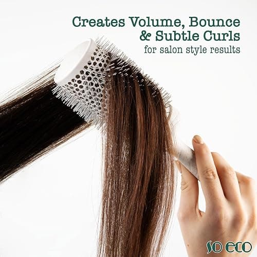 So Eco Medium 43mm Thermo Ceramic Round Brush - Hair Styling, Volumising & Curling Brush for Medium Length Hair. Sustainable Bioplastic Handle & Pins Made from Recycled Plastics thumbnail 2