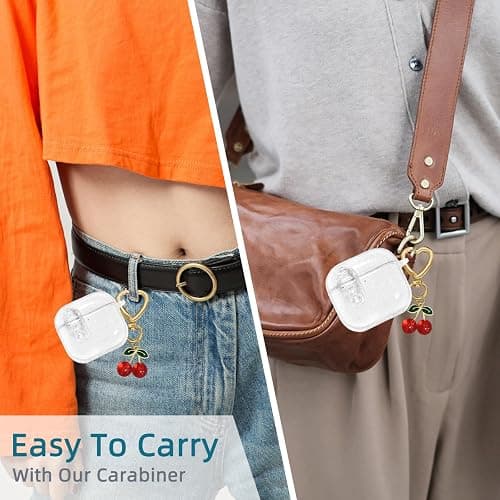 AZGYIAI (with Safety Lock) Clear Case Compatible with Apple AirPods 4 Cases 2024, Soft TPU Transparent for AirPods 4th Generation Cases with Cute Cherry Keychain for Women Grils (Glitter Clear) thumbnail 8