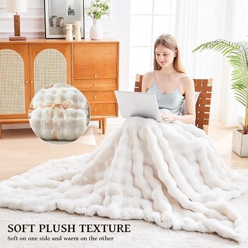 Faux Fur Throw Blanket for Couch, 1000 GSM Cozy Fuzzy Fluffy Soft Plush Thick Bubble Sherpa Blanket for Sofa Bedroom Living Room, Mothers Day Birthday Gifts for Women Home Decor thumbnail 8