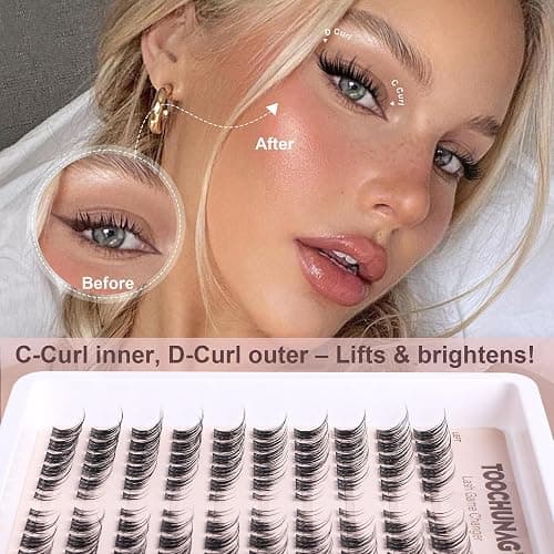 TOOCHUNAG Wispy Lash Clusters Natural Cluster Eyelash Extensions 3D Fairy Individual Lashes Clusters Eyelashes CD Curve Left&Right 7-15mm DIY Lash Extension at Home thumbnail 2
