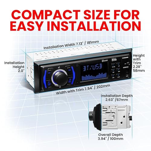 BOSS Audio Systems 616UAB Car Stereo With Bluetooth - Single DIN, MP3, USB, Aux-in, AM/FM, No CD DVD Player thumbnail 2