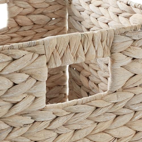 Casafield 13" x 13" Hyacinth Storage Baskets, Whitewash - Set of 6 Storage Organizers, Woven Wicker Cubes for Bathroom, Bedroom, Laundry, Shelves thumbnail 5