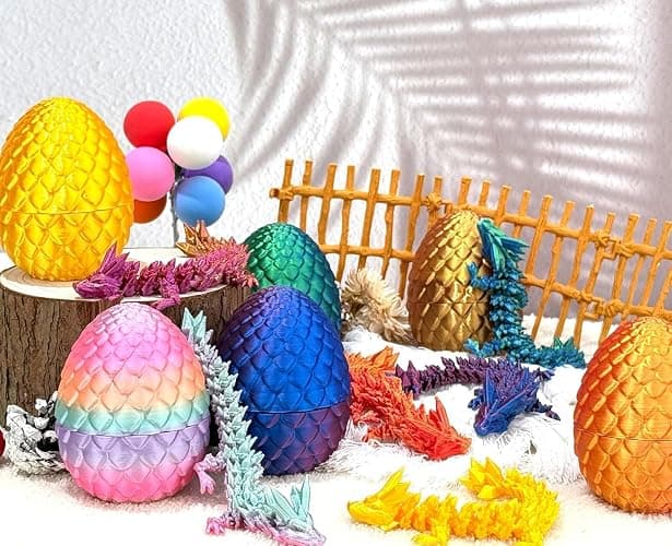 3D Printed Dragon Eggs with Dragon Inside – Fantasy Tabletop Decor, 3D Printing Toys for Kids & Adults – Unique Desktop Decoration & Collectible – Christmas Ornament & Stocking Stuffers (4 Pack) thumbnail 9