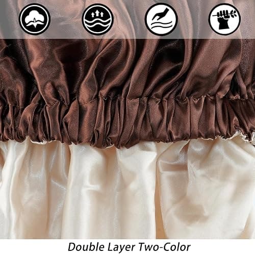 Satin Bonnet Silk Bonnet Hair Bonnet for Sleeping-Slouchy Beanie Hat Satin Sleep Cap for Women's Natural & Curly Hair(Brown) thumbnail 6