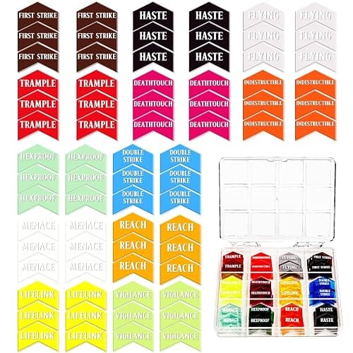72 Pieces MTG Keyword Counters with Box for Magic The Gathering Colored MTG Creature Stats Buff Tokens MTG Gift Accessories (Keyword Counters) - Image 1