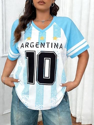 Soccer Jersey Shirts Women Soccer Cup 2026 Argentina Brazil Soccer Jersey Oversized Soccer Mom Tshirts Y2k Fans Tee Tops thumbnail 3