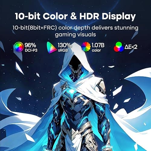 Amzfast 24 Inch Gaming Monitor 180Hz QHD 2k 2560 ×1440p Monitor, 1ms Adaptive Sync, 96% DCI-P3, Built-in Speakers, Height Adjustable, VESA Mount, IPS Monitor with HDMI 2.0 x 2 & DP 1.4 x 2, AMZG24F6Q thumbnail 7