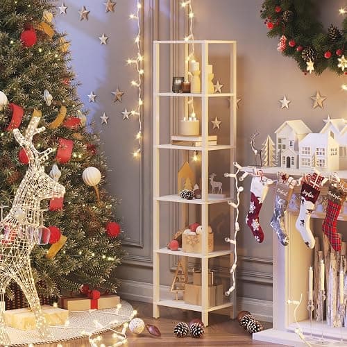 TUTOTAK Bookshelf, 6-Tier Tall Book Shelf, Narrow Bookcase for Small Space, DIY Stackable Bookshelf, for Living Room, Office, Study, Entryway, Industrial, White BS01BW006 thumbnail 3