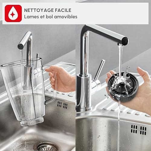 Moulinex - Blender Blendforce Noir 800W Bol verre 1.75 L | Mixeur puissant 800 W pour préparer des smoothies, Sauces et glace pilée - Bol en verre thermorésistant thumbnail 9