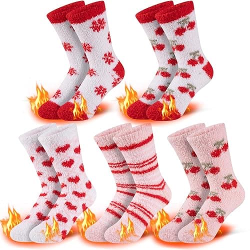 Comfoex 5 Pairs Kids Fuzzy Socks Cozy Fun Fluffy Girls Socks Best Winter Warm Gift Comfy Home For boys girls 4-14 years olds thumbnail 7