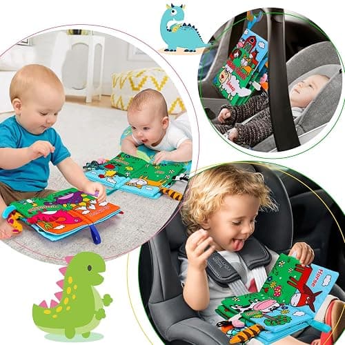 2PCS Soft Crinkle Touch Feel Cloth Books for Infant Baby 0-3-6-12-18 Months | High Contrast Interactive Sensory Busy Travel Early Development Car Seat Stroller Toys Montessori Newborn Gift for Boys Girls thumbnail 7