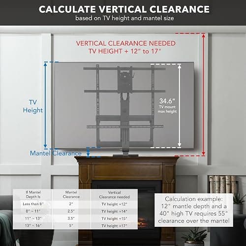 Mount-It! Fireplace Mantel TV Wall Mount, Above Fireplace Pull Down Mantle Mount thumbnail 5