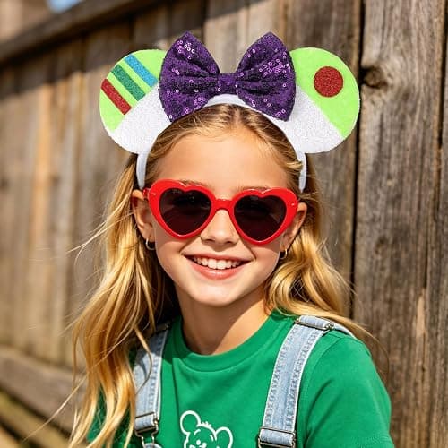 UNSPAZ Headbands for Women Girls Boys, Shiny Bow Headband for Cosplay Party Decorations Hair Accessories (Green) thumbnail 3