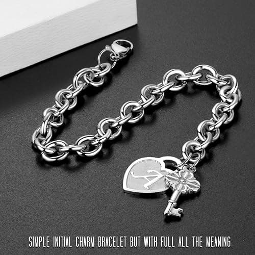 TONY & SANDY Initial Charm Bracelets for Girls Women Stainless Steel A-Z Bracelet Personalized Gifts Birthday Graduation Easter Stocking Stuffers for Teens Girls Jewelry (Various Design) thumbnail 4