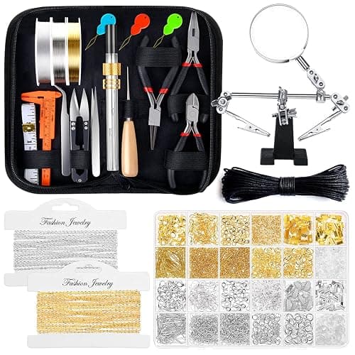 Shynek Jewelry Making Supplies Kits for Adults with Jewelry Making Tools, Earring Charms, Wires, Findings and Helping Hands for Jewelry Making and Repair - Image 1
