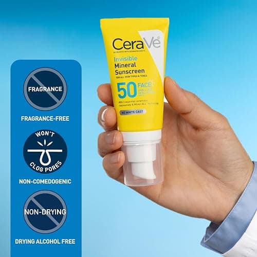 CeraVe Invisible Mineral Sunscreen SPF 50, Face Sunscreen for Sensitive Skin With Zinc Oxide & Titanium Dioxide, Vitamin E + Niacinamide + Ceramides, Oil Free, Travel Size 1.62 oz thumbnail 4