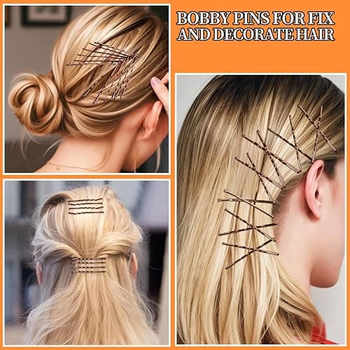 Teenitor 300pcs Bobby Pins Hair Pins Kit, 100 Hair Pin for Women 100 Bobby Pins Brown and 100 Hair Bands, Hair Pins for Buns 2inch 2.36inch 2.75inch thumbnail 5