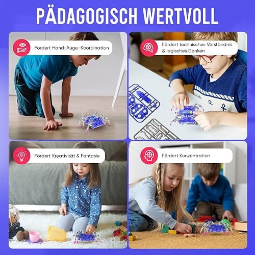 noDNA Roboter Kinder ab 8 Jahre Spinnen Roboter zum selbst zusammenbauen - Experimente für Kinder ab 8 Jahren - Spinne Spielzeug ab 8 Jahre Geschenk Junge 8 Jahre Kindergeschenke thumbnail 2