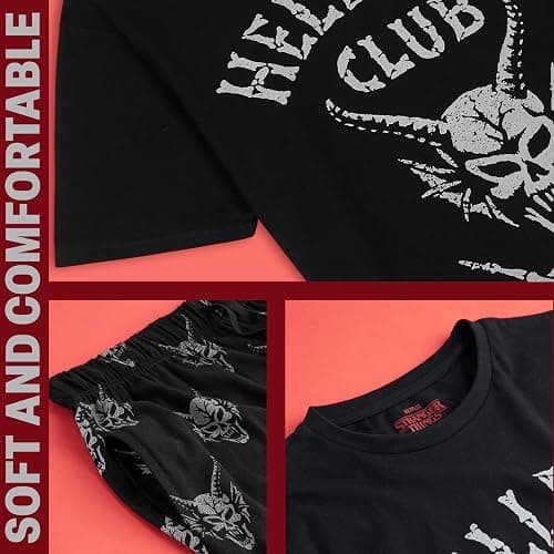 Stranger Things Pajama Set for Men, Teens Hellfire Club T Shirt Cotton Pajama Pants Loungewear PJs Sleepwear Gifts for Men thumbnail 5