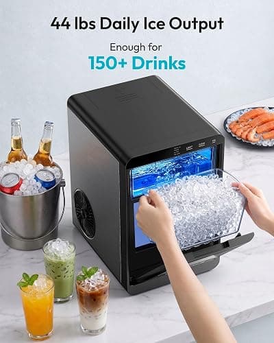 EUHOMY Nugget Ice Maker Countertop, 44Lbs/24H Sonic Ice Maker Machine, Self-Cleaning Pellet Ice Makers with Ice Scoop&Basket, Countertop Pebble Ice Maker for Home/Kitchen/Office thumbnail 3