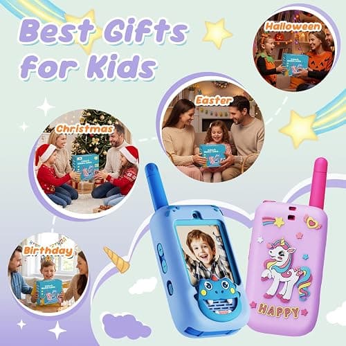 Video Walkie Talkies for Kids, 2 Pack with HD Camera, Long Range Two Way Radio with 4 Voice Effects, Christmas Birthday Gifts for Boys and Girls 3 4 5 6 7 8 9 Year Olds thumbnail 8