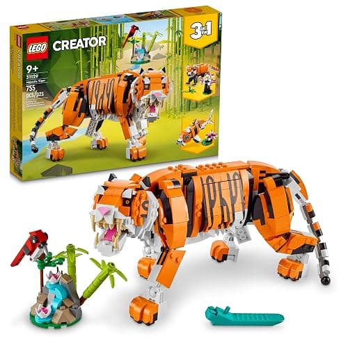LEGO Creator 3 in 1 Majestic Tiger Building Set, Transforms from Tiger to Panda or Koi Fish Set, Animal Figures, Collectible Building Toy, Gifts for Kids, Boys & Girls 9 Plus Years Old, 31129 - Image 1