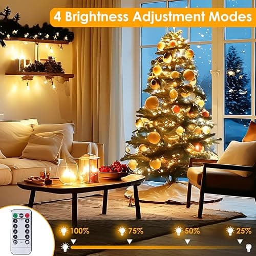 66Ft 200LED Fairy Lights Plug in with Remote, Waterproof String Lights Outdoor & Indoor 8 Modes with Timer, LED Twinkle Lights for Girl's Room Garden Patio Halloween Christmas Decorations (Warm White) thumbnail 7