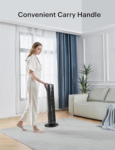 PELONIS 30 Inch Tower Fan for Bedroom, Quiet Oscillating Standing Fan with 3 Speeds, Portable Cooling Fan for Home Office Dorm Room, Auto-off Timer, Black, PFT28A2BBB thumbnail 8