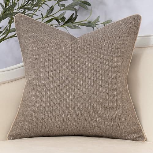 Yangest Neutral Floral Pillow Cover 24 x 24 Inches, Vintage Chenille Square Throw Pillow Cover Soft Decorative Farmhouse Accent Couch Pillow Cover for Living Room Bedroom, Coffee Brown thumbnail 2