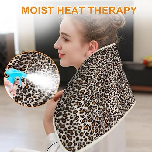 Deepsoon Heating Pad,Electric Heating Pads for Back,Neck,Abdomen,Moist Heating Pad for Shoulder,Knee,Arms,Legs,Dry/Moist Heat & Auto Shut Off,Birthday Gifts for Men and Women,Leopard Print,24x12 Inch thumbnail 4