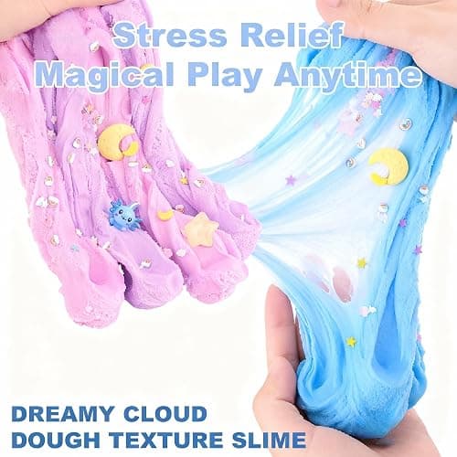 YHan Axolotl Cloud Slime Kit with Charm - Blue Scented Fluffy Slime (10oz), Soft Fidget Sensory Toy for Kids, Party Favors Goodie Bag Stuffers thumbnail 6