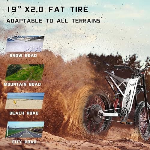 Freego Electric Motorcycle for Adults, X2Pro Electric Dirt Bike 6000W(Peak) Motor 60V/30Ah Battery,50MPH Off Road Electric Bicycle,19x2 Tire Full Suspension/Four-Piston Hydraulic Brake thumbnail 3