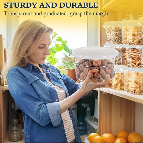 Ziliny 2 Pcs Dough Proofing Bucket with Lid, Round Food Storage Container 2 Qt Dough Bucket Clear Translucent Containers with Red Scale(White) thumbnail 7